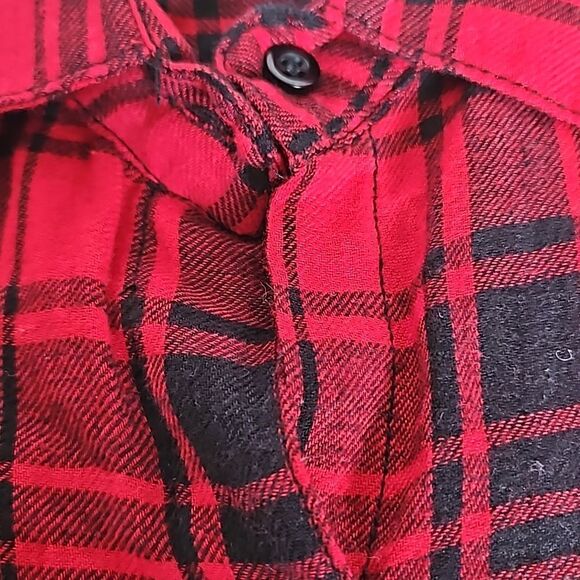 Japana Women's Buffalo Plaid Flannel Long Sleeves Button Down Shirt Medium Red - Picture 14 of 16